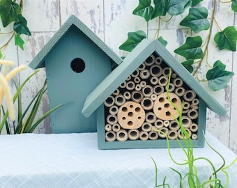 The Birds and the Bees, Bird Box & Bee Hotel, Nesting box and Insect House, Gardener. Large. Wild Thyme. Can be personalised. FREE DELIVERY!