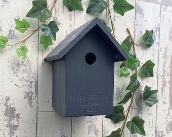 Birthday Wooden Bird Box available in 3 colours. FREE DELIVERY!