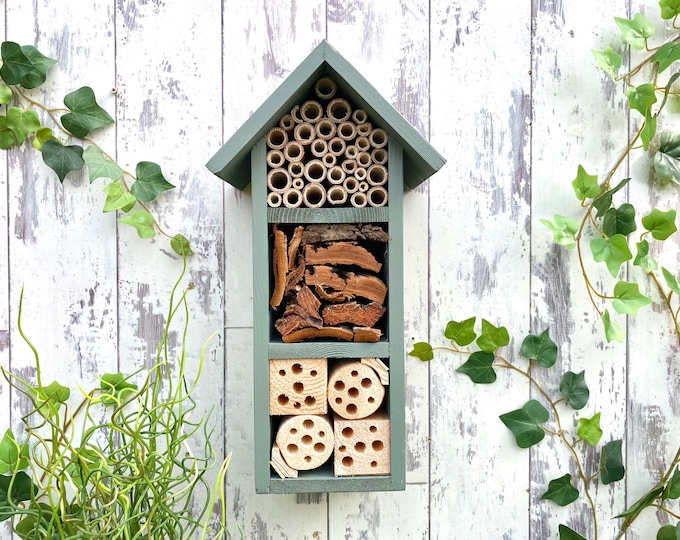 Bee and Insect Hotel, three tier, in 'Wild Thyme'. Can be personalised. FREE DELIVERY!