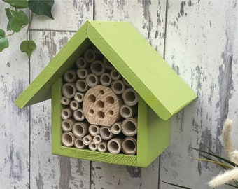 Bee Hotel, Insect House, Wildlife House, in Sunny Lime. Single Tier. Can be personalised. FREE DELIVERY!
