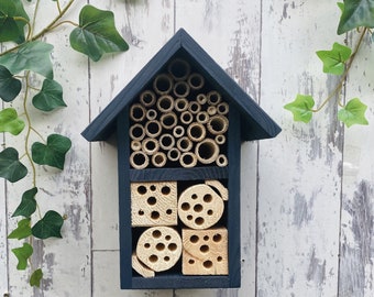 Mother’s Day gift, Wildlife Habitat, Bee Hotel, Insect House in 'Urban Slate'. Can be personalised. FREE DELIVERY!