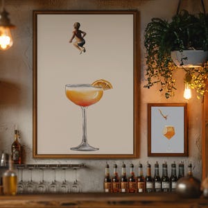 Vintage Cocktail Collage, Quirky Surrealist Wall Art, Retro Bar Cart Decor, Modern Minimalist Print, Aesthetic Kitchen & Dining Room Artwork