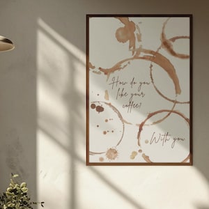Arte de pared estético vintage romántico minimalista, decoración de cocina y dormitorio para parejas, elegante regalo para amantes del café en tonos cálidos
