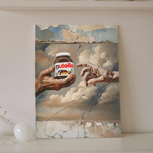 Funny Classical Art, Funny Renaissance Print, Parody Of The Creation Of Adam, Altered Art Funny kitchen decor Printable art Instant download