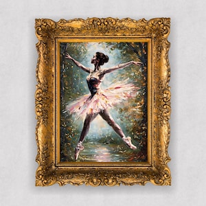 Ballerina oil painting Ballet dancer wall decor Cottagecore light pink wall art, Ballerina artwork Gift for ballet lovers Coquette decor