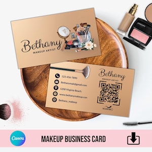Elegante Make-up Artist-Visitenkarte - anpassbares Beauty-Salon-Branding - wunderschöne Make-up-Visitenkarte