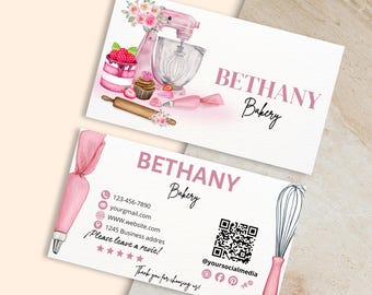 Bäckerei Visitenkarte Vorlage | Bearbeitbares Sweet Shop Design (Canva)