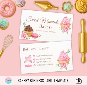 Bakery Business Card | Business Card | QR Bakery Card | Editable Business Card |  | Sweet Shop Business Card.