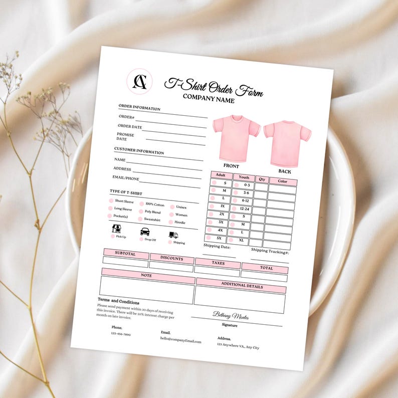 Editable T-shirt Order Form Template | Canva Printable Shirt Order ...