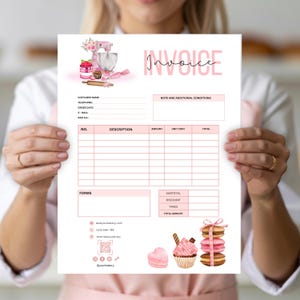 Elegant Bakery Invoice Template | Customizable & Printable |Sweet Shop Business Card.