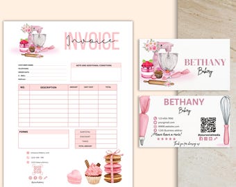 Bakery Invoice and Business Card Template | Canva Editable (Digital Download)