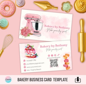 Bakery Business Card | Business Card | QR Bakery Card | Editable Business Card |  | Sweet Shop Business Card.