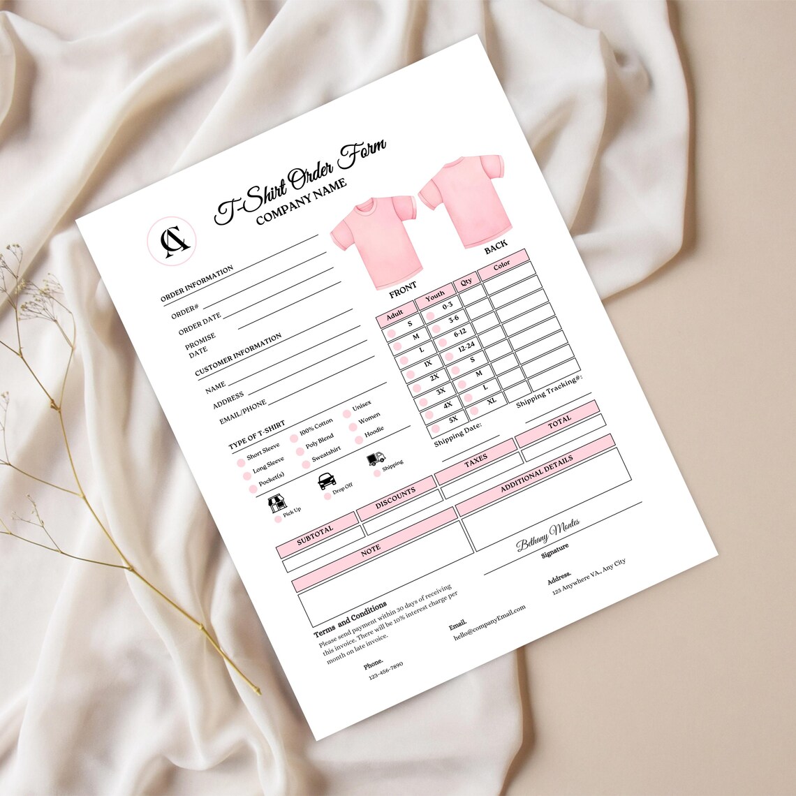 Editable T-shirt Order Form Template | Canva Printable Shirt Order ...