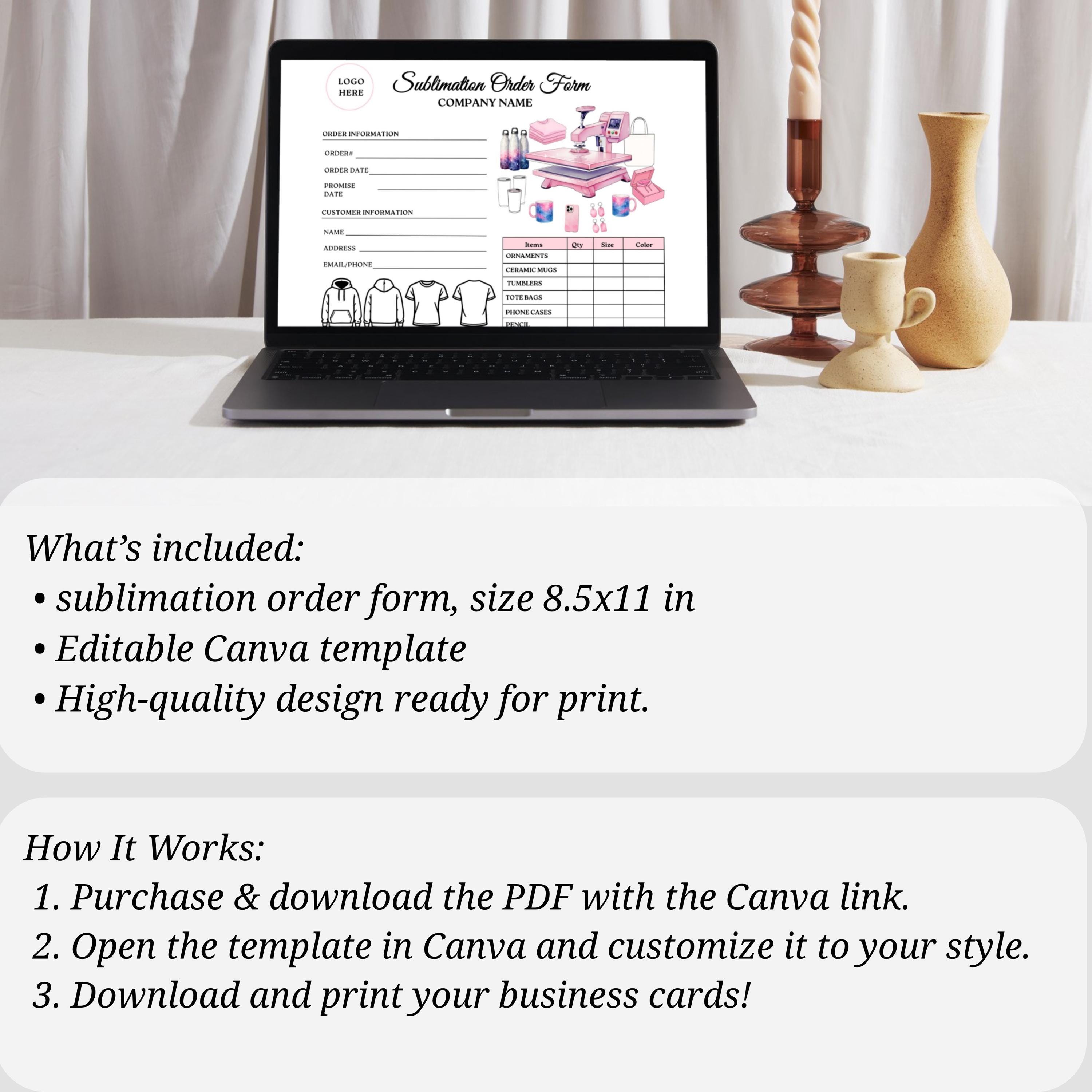 Sublimation Form Example Sublimation Order Form Template, Pink Small Business Invoice, Custom ...