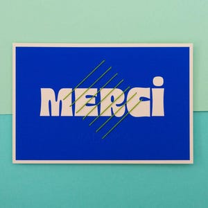 Cartes colorées et brodées à la main "Merci"