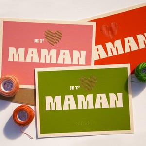 Tarjetas coloridas bordadas a mano para personalizar "Te amo"