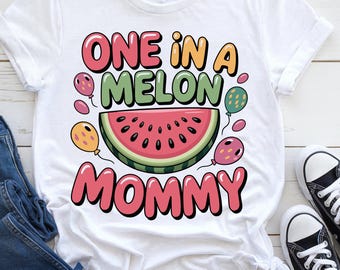 One In A Melon Mommy Watermelon PNG, Summer Birthday (Digital Download)