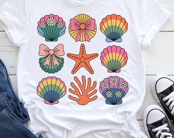Retro Coastal Shells PNG, Starfish, Summer Beach Vibes (Digital Download)