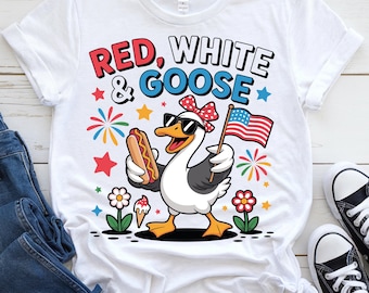 Red White & Goose PNG, Patriotic Goose, 4th of July (Digital Image)