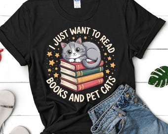Book and Cat Lover Shirt Png, Reading Gift (Digital Download)