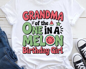 Grandma One In A Melon Birthday PNG, Watermelon Theme (Digital Download)