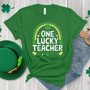 One Lucky Teacher Svg, St Patrick&#39;s Day Teacher Svg, St Patricks Day Png, Lucky Teacher Svg, Shamrock Teacher