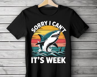 Lustige Hai Woche Retro T-Shirt Design (PNG)
