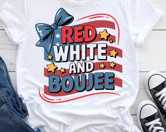 Rojo, blanco y boujee PNG, diseño retro patriótico (descarga digital)