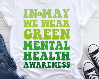 Concientización sobre la salud mental retro PNG: En mayo nos vestimos de verde (Descarga digital)