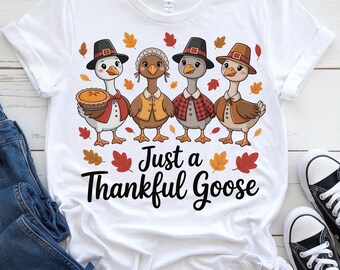Thankful Goose Thanksgiving PNG, Family Turkey Design (Digital Download)