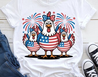 Patriotic Chicken PNG, American Flag, 4th of July (Digital Download)