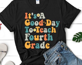 Retro Fourth Grade Teacher PNG, Floral Back To School (Digital Download)