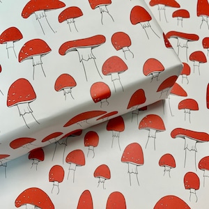 Buzza Retro MCM Vintage Mushroom Wrapping Paper Sheets New in Package