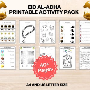 Eid al-Adha Activity Pack for Toddler and Kids – Printable Worksheets & Coloring Page - Islamic Adha Hajj Qurban Activity