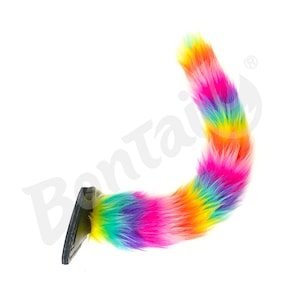 Regenbogen Kunstpelz Show Tail Harness - Super Bewegung Silikon Schwanz für Furry & Therian Play