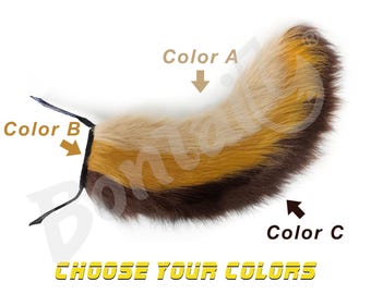 Triple-Color 24" Pup Tail Sleeve – Custom Top, Middle & Bottom Fur for Silicone Tails