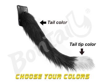 Faux Fur Show Tail Harness – 22" Two-Tone Super Motion Tail with Custom Tip Color