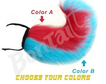 Two-Tone Pup Show Tail Sleeve – Custom Dual-Color Fur Cover for Silicone Show-Tails
