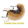 Triple-Tone Pup Show Tail Sleeve – Custom 3-Color Fur Cover for 11–15" Silicone Tails