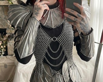 Zwarte maliënkolder voor dames LARP-cosplay Ren Faire Fantasy-jurk
