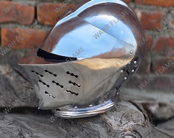 Hand-Forged Medieval Helmet – Unisex steel knight armor for cosplay, LARP, Viking & Halloween