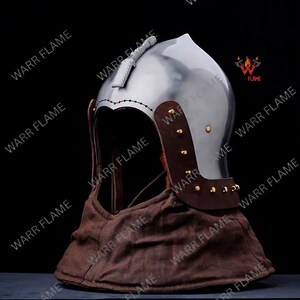 Front angle battle-ready knight helmet without Faceplate