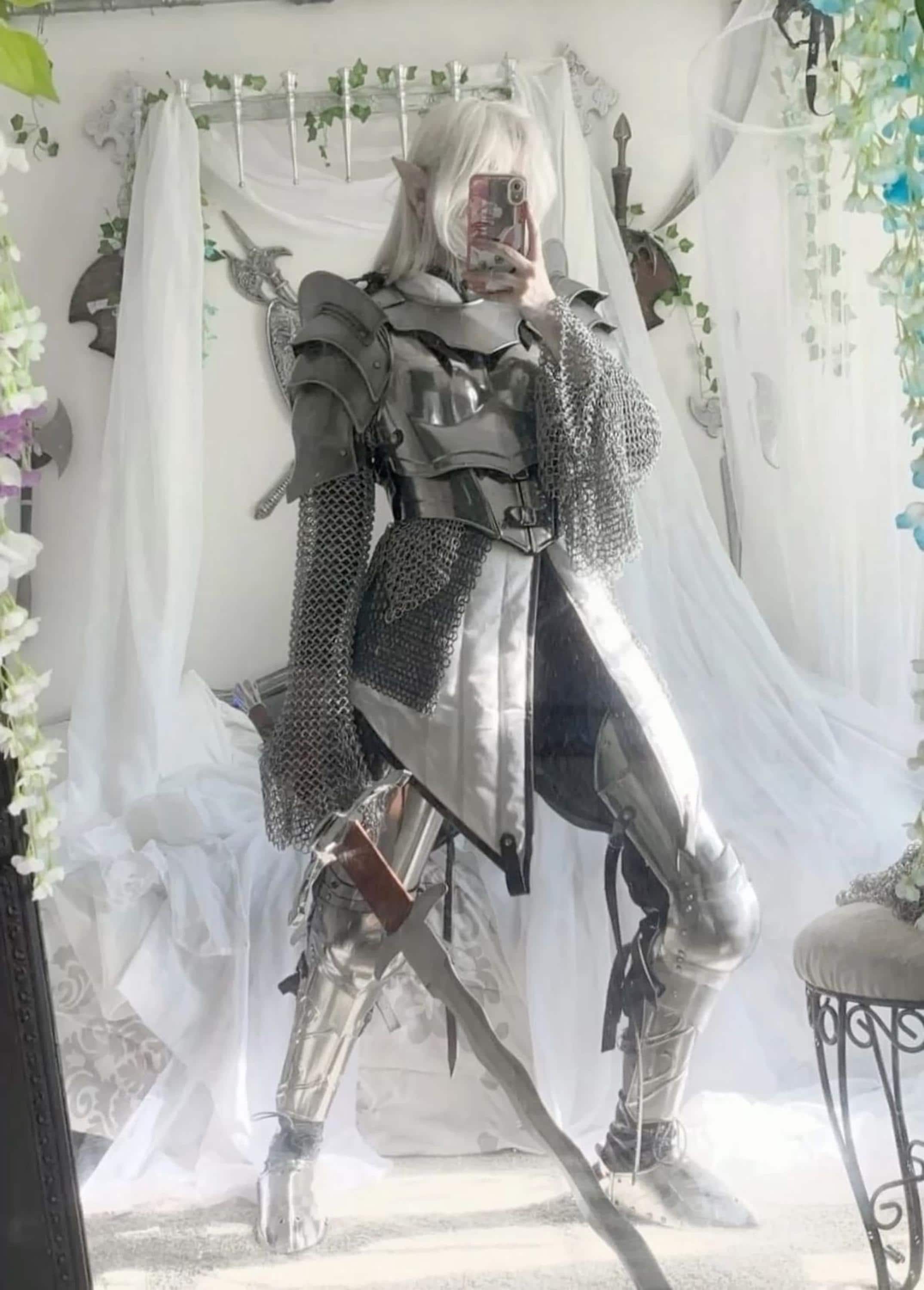 Hand-Forged Women's Full Body LARP Armor Set: Steel & Chainmail Costume