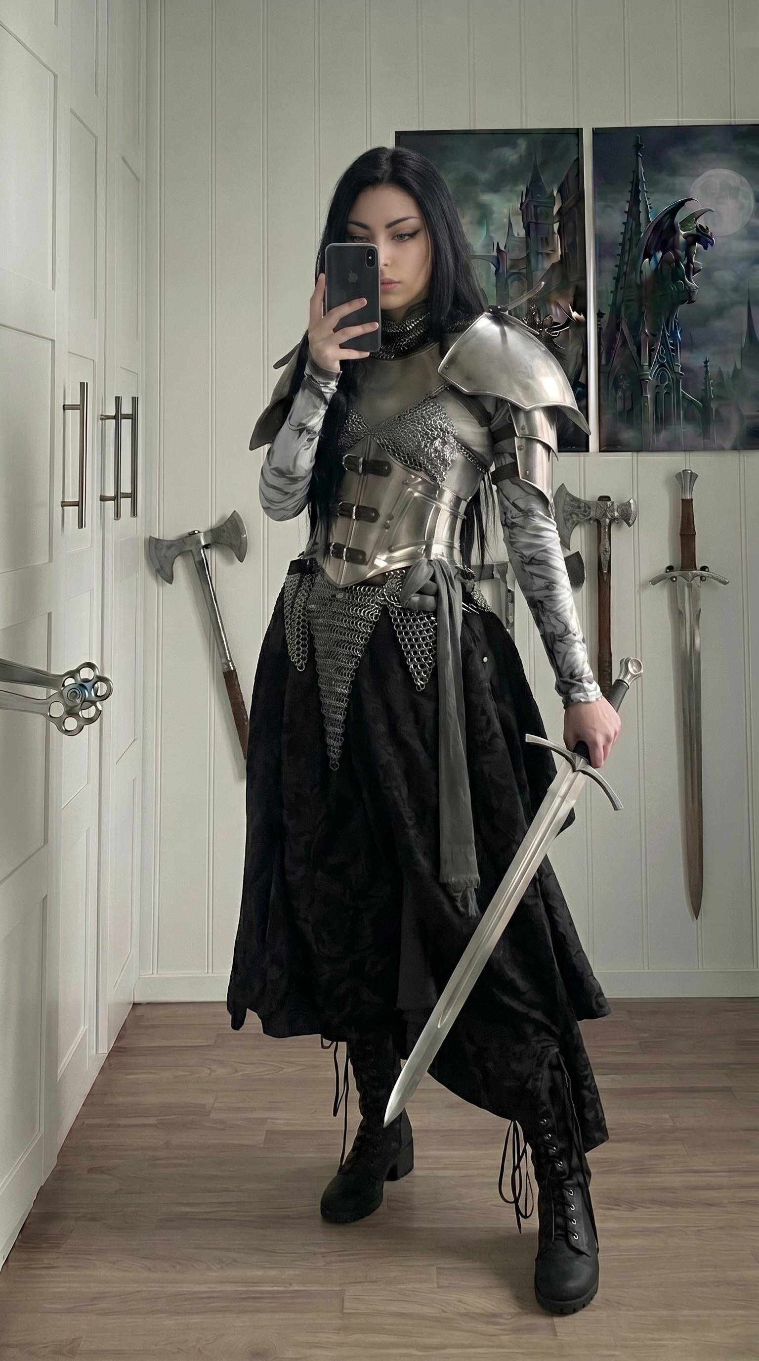 Joan of arc Armor corset Chainmail Dress Cosplay LARP Ren Faire Outfit
