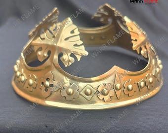 Handmade Brass Medieval Crown: Unisex Renaissance Costume Headpiece