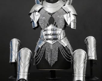 Mittelalterliche Ritterin Damen Rüstung Set Stahl Kürass, Kettenhemd, Geschenk für Sie, ren faire