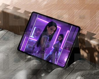 Synthwave Android Wall Art Purple Neon Cyberpunk Futuristic Retro Sci Fi Print (digital download)