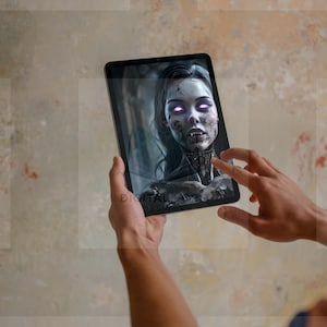 Cyberpunk Vampir Creature Dark Sci Fi Horror Digitaler Kunstdruck