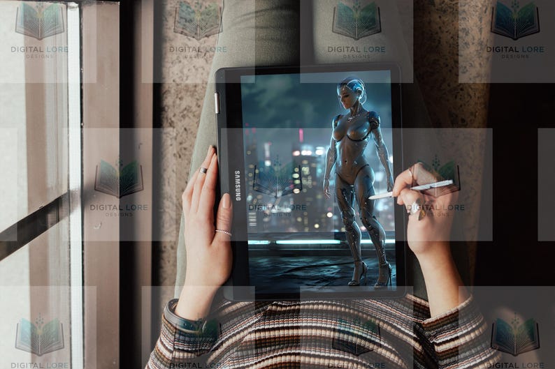 Cyberpunk Android Art Print Neon City Futuristic Sci-fi Wall Decor ...