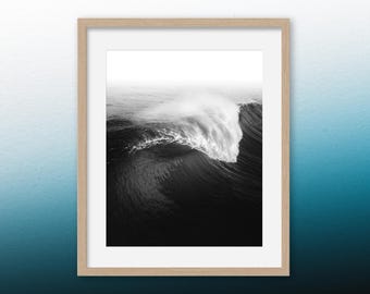 Be Water: Impresión fotográfica de olas del océano, arte aéreo de surf, decoración minimalista de pared costera, impresión de mar azul, arte moderno de casa de playa, arte azul